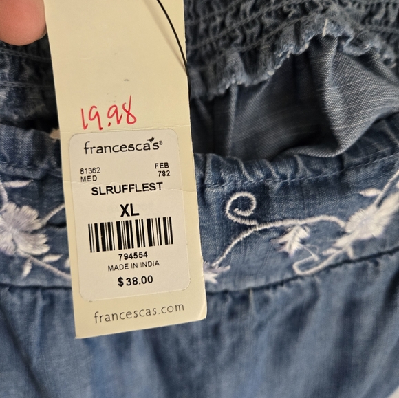 New Blue Tencel Ruffle Top - Picture 10 of 11